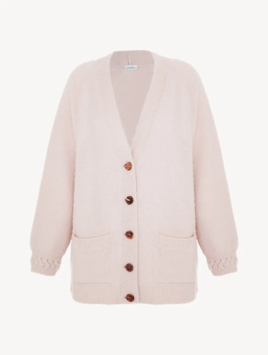 Alpaca Blend Cardigan In Powder Pink