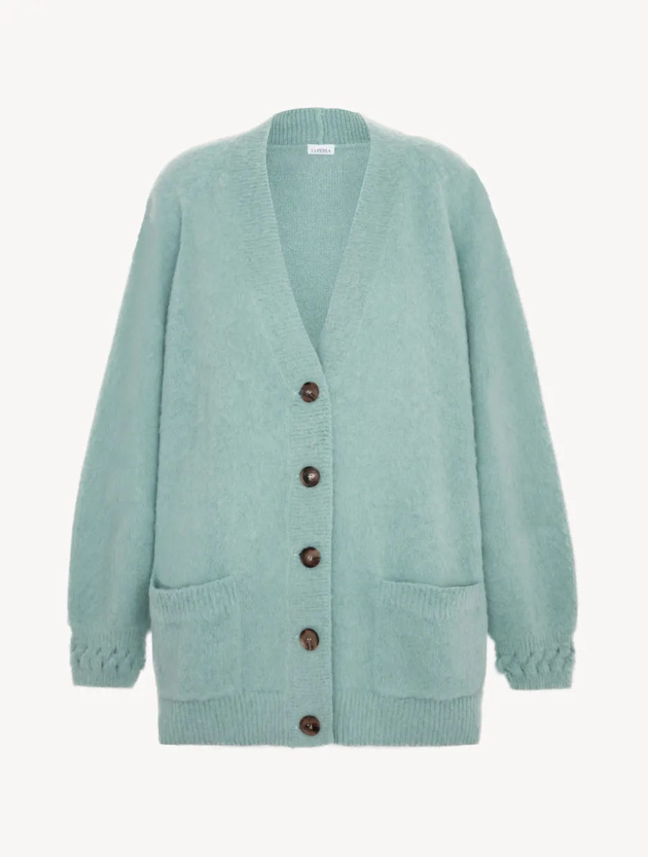 Alpaca Blend Cardigan In Almond Green
