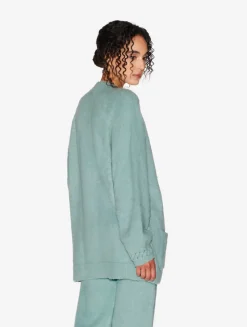 Alpaca Blend Cardigan In Almond Green