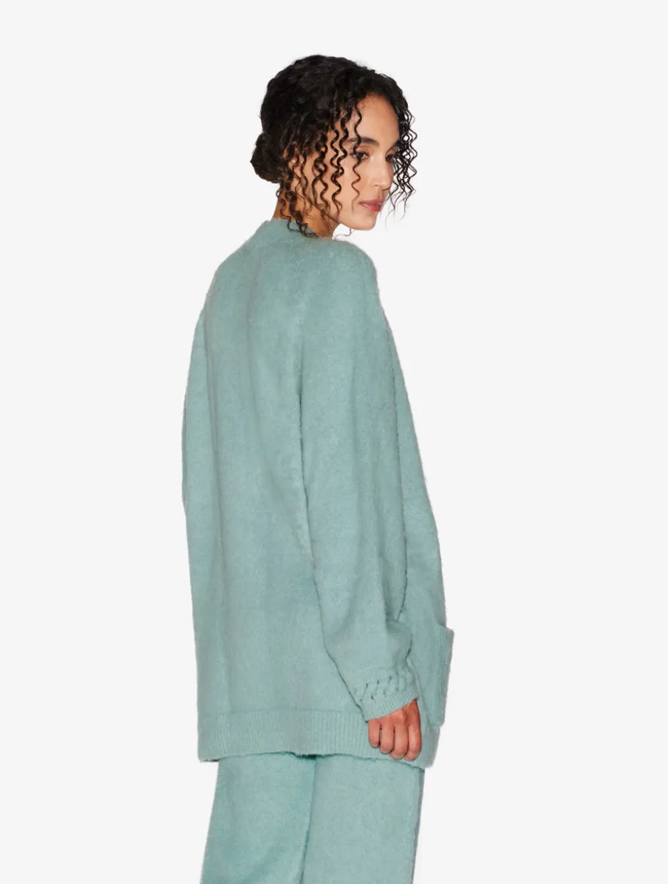 Alpaca Blend Cardigan In Almond Green