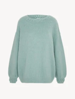 Alpaca Blend Sweater In Almond Green