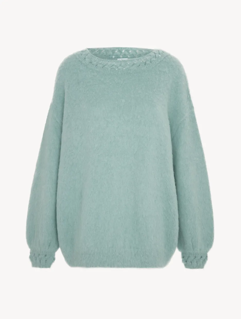 Alpaca Blend Sweater In Almond Green