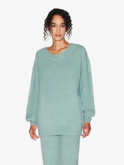 Alpaca Blend Sweater In Almond Green