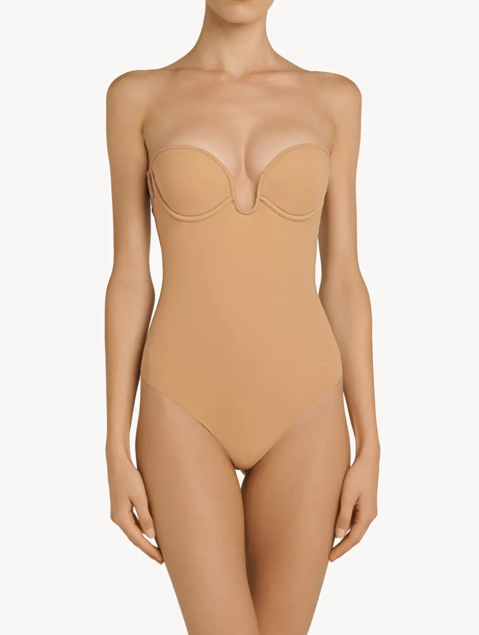 Amaretto-coloured Underwired Padded U-bra Bodysuit