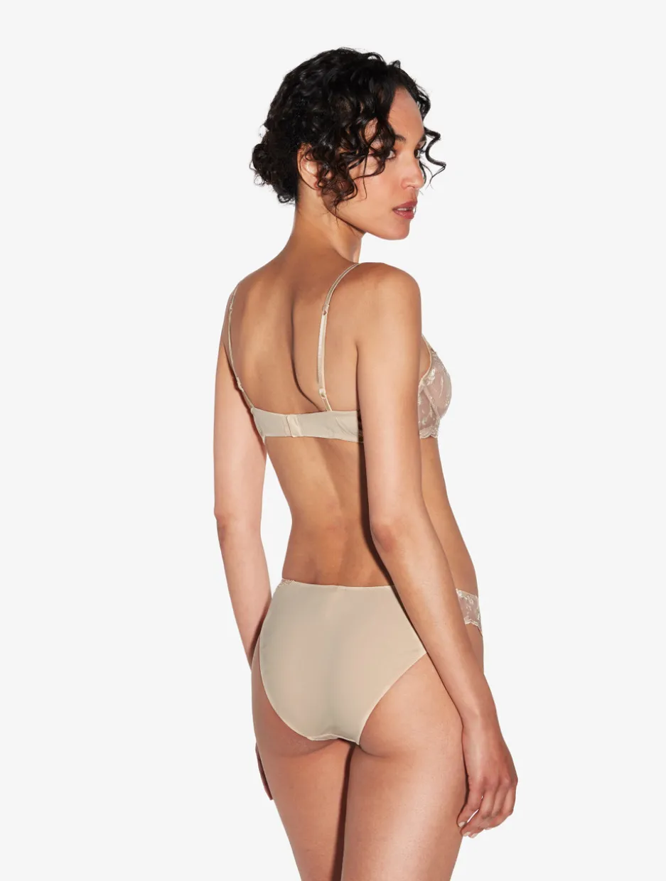 Balconette Bra In Halo And Ivory Nude With Embroidered Tulle