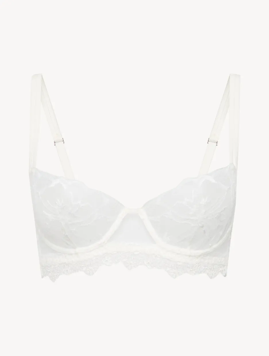 Balconette Bra In Off White With Leavers Lace