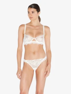 Balconette Bra In Off White With Leavers Lace