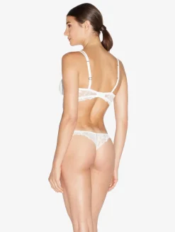 Balconette Bra In Off White With Leavers Lace