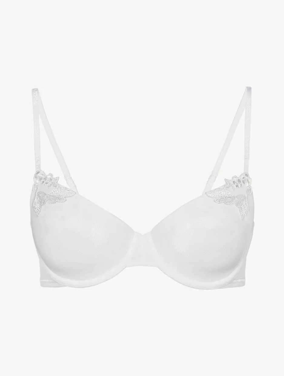 Balconette Bra In Off-white Stretch Tulle