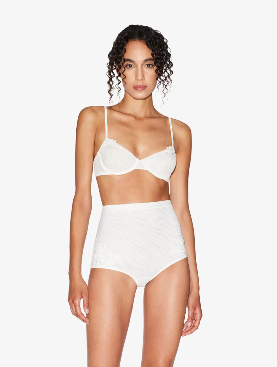 Balconette Bra In Off-white Stretch Tulle