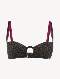 Bandeau Bikini Top In Dark Green And Black