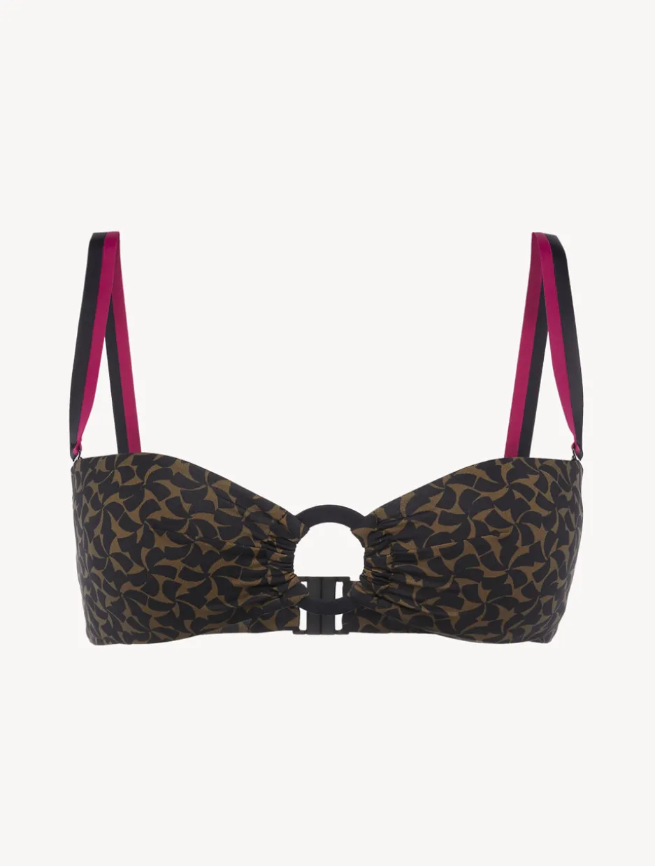 Bandeau Bikini Top In Dark Green And Black
