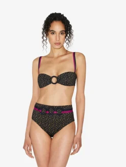 Bandeau Bikini Top In Dark Green And Black