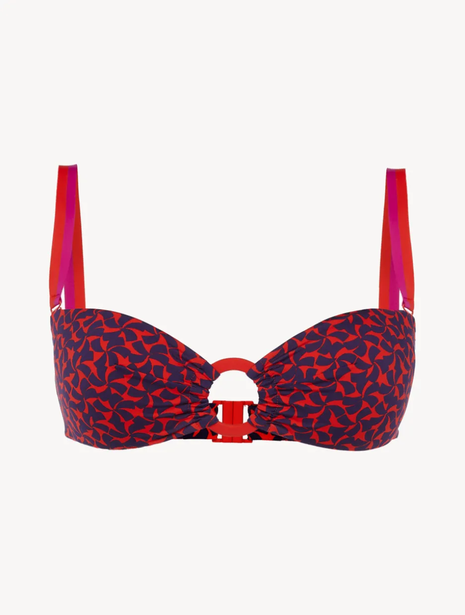 Bandeau Bikini Top In Red And Blue