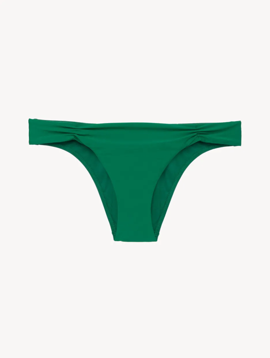 Bikini Brief In Green With Pleat Detailing