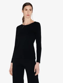 Black Cotton Long-sleeved Top