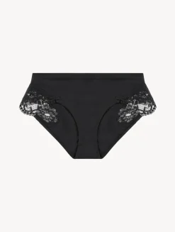 Black Cotton Mid-rise Briefs