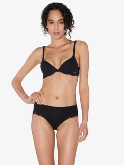 Black Cotton Mid-rise Briefs