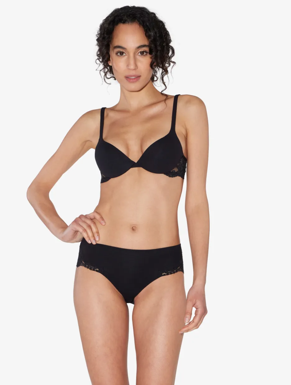 Black Cotton Mid-rise Briefs
