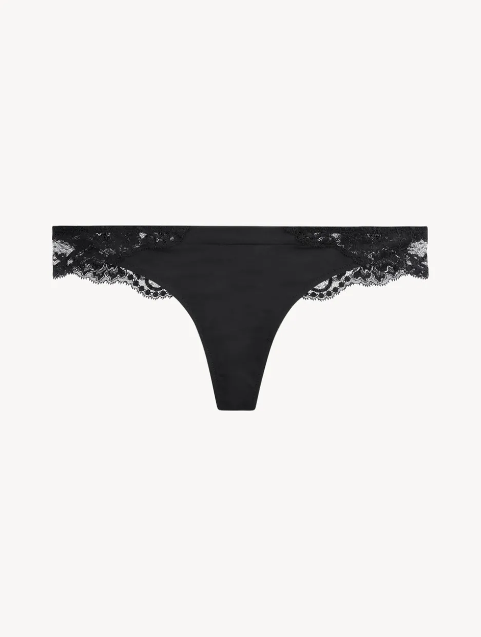Black Cotton Thong