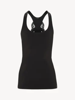 Black Cotton Vest Top