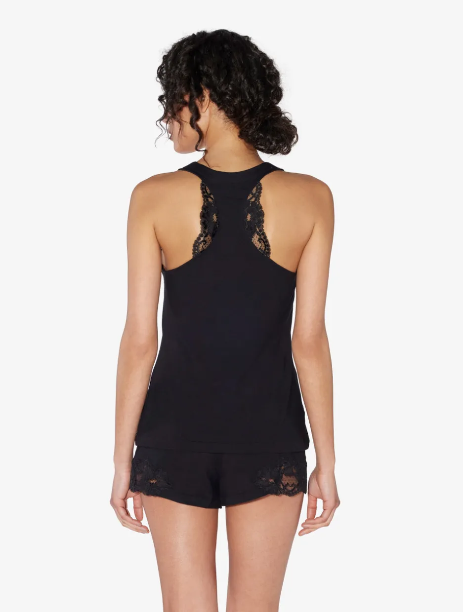 Black Cotton Vest Top