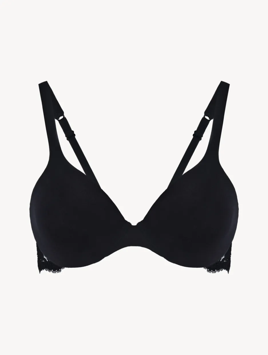 Black Lace And Cotton Underwired Bra