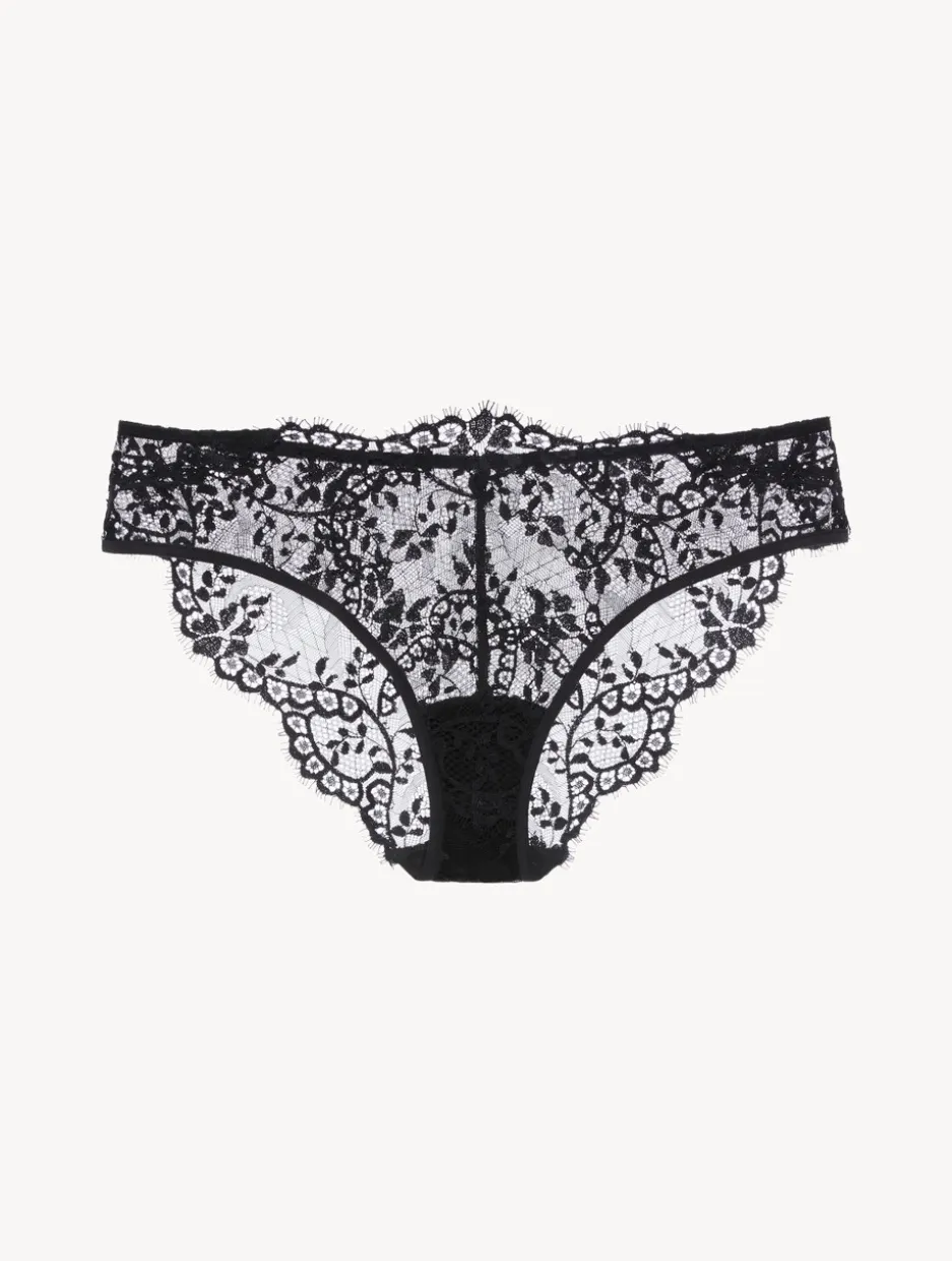 Black Leavers Lace Medium Briefs