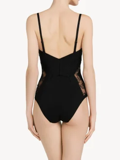 Black Lycra Control Fit Body With Chantilly Lace