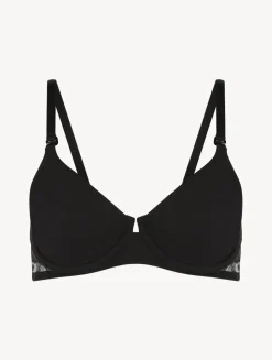 Black Lycra Underwired Bra With Chantilly Lace