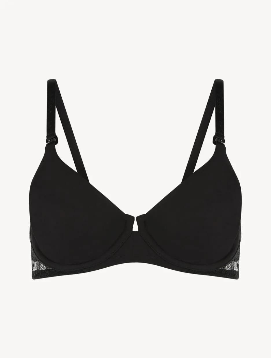 Black Lycra Underwired Bra With Chantilly Lace