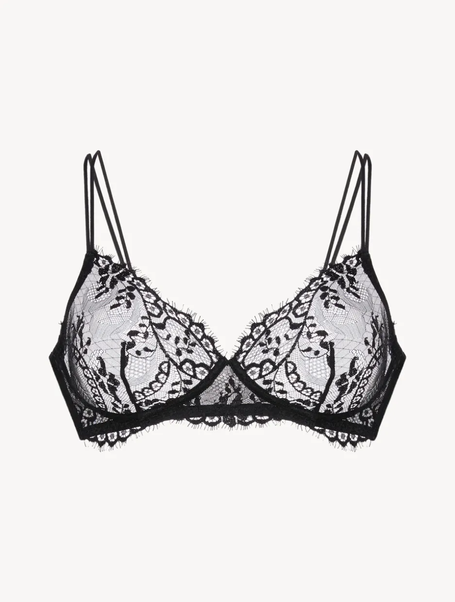 Black Non-wired Leavers Lace Bra