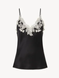 Black Silk Camisole With Frastaglio