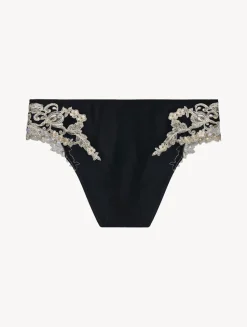 Black Silk Medium Briefs With Frastaglio