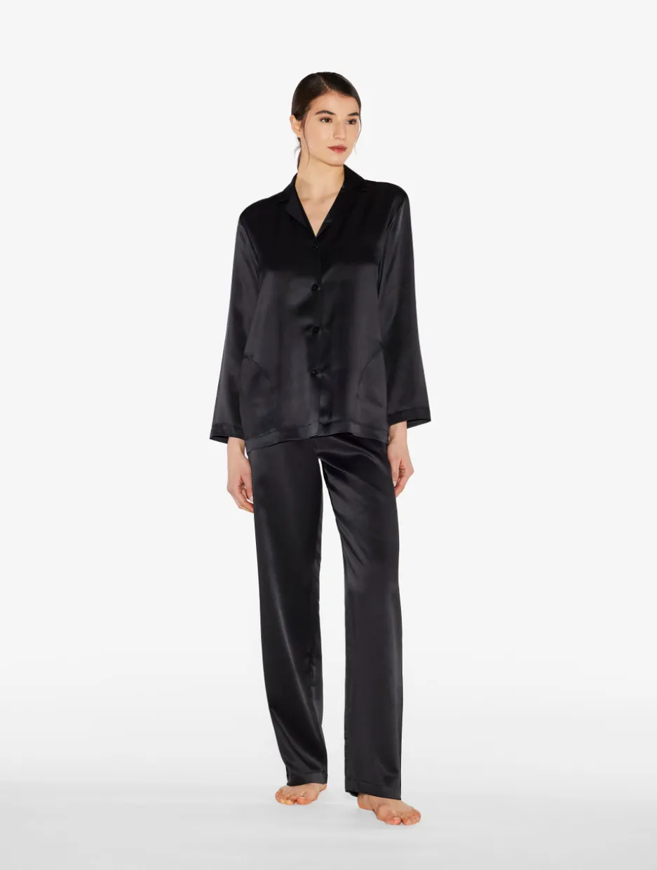 Black Silk Pajama Set