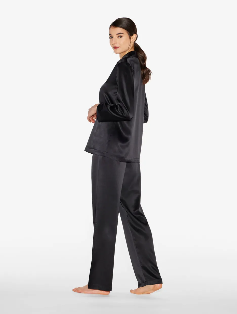 Black Silk Pajama Set