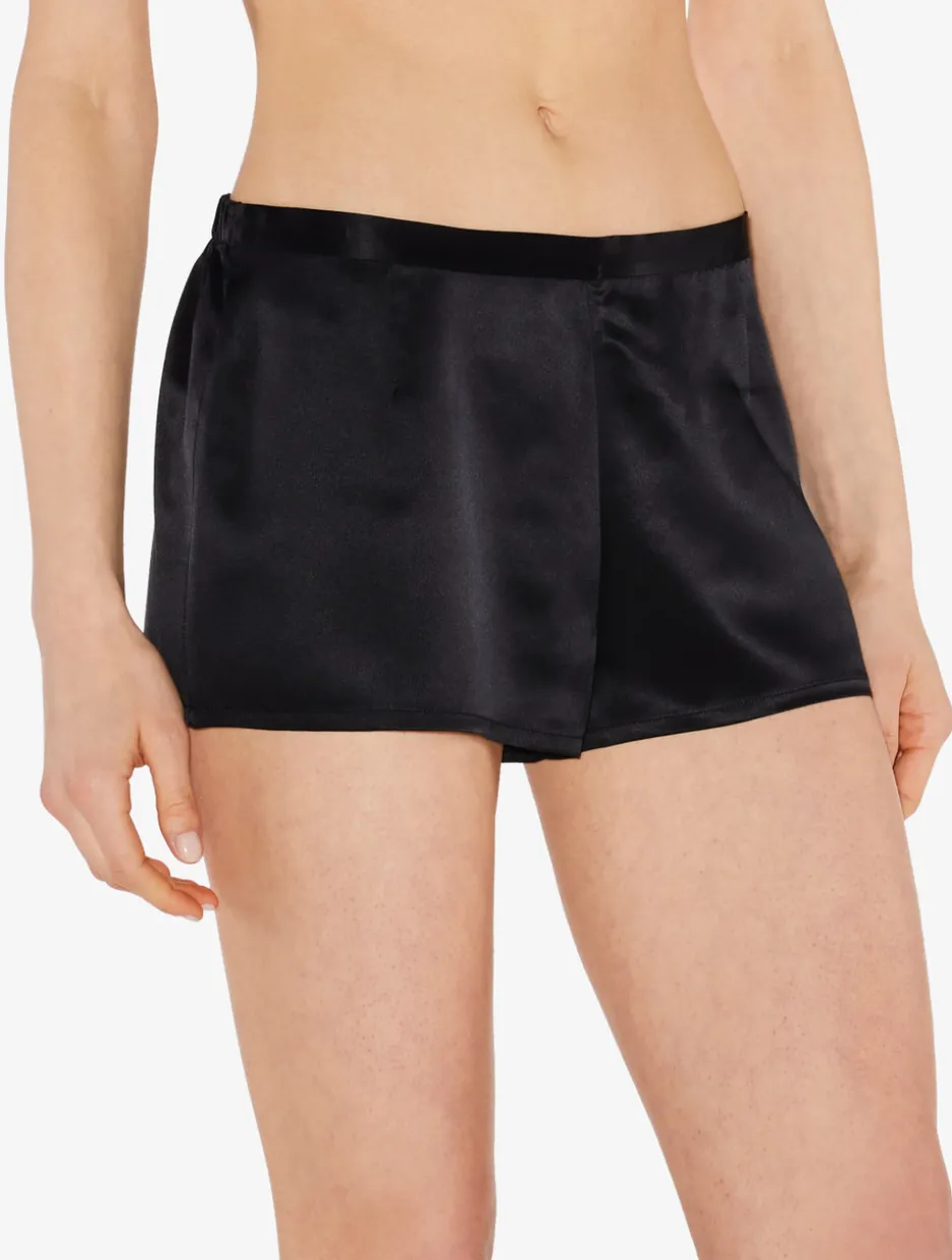 Black Silk Pajama Shorts