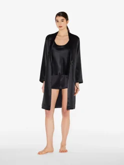 Black Silk Pajama Shorts
