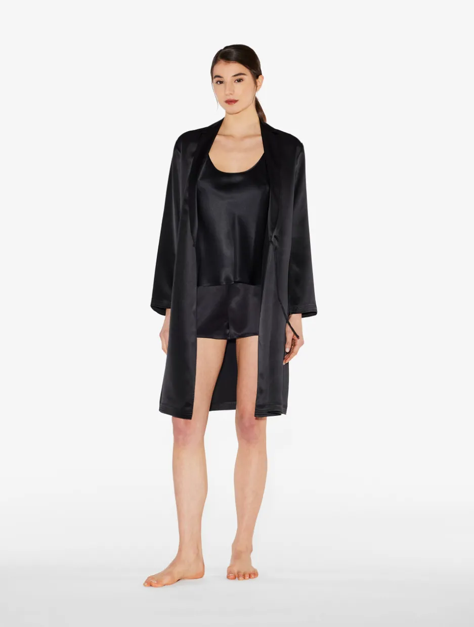 Black Silk Pajama Shorts