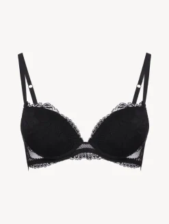 Black Stretch Leavers Lace Push-up Bra