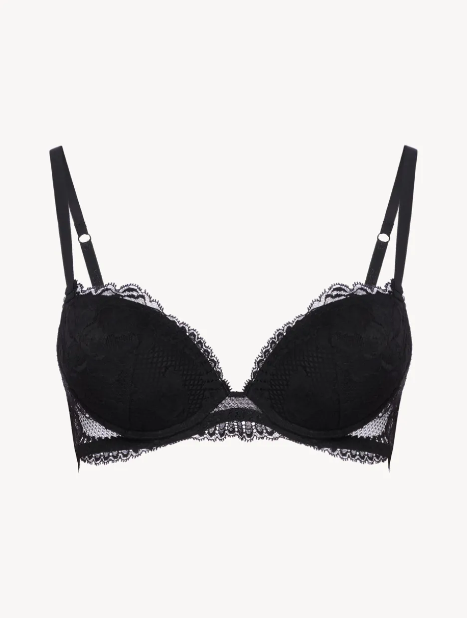 Black Stretch Leavers Lace Push-up Bra