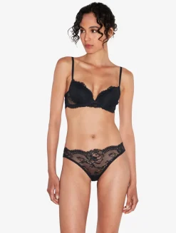 Black Stretch Leavers Lace Push-up Bra