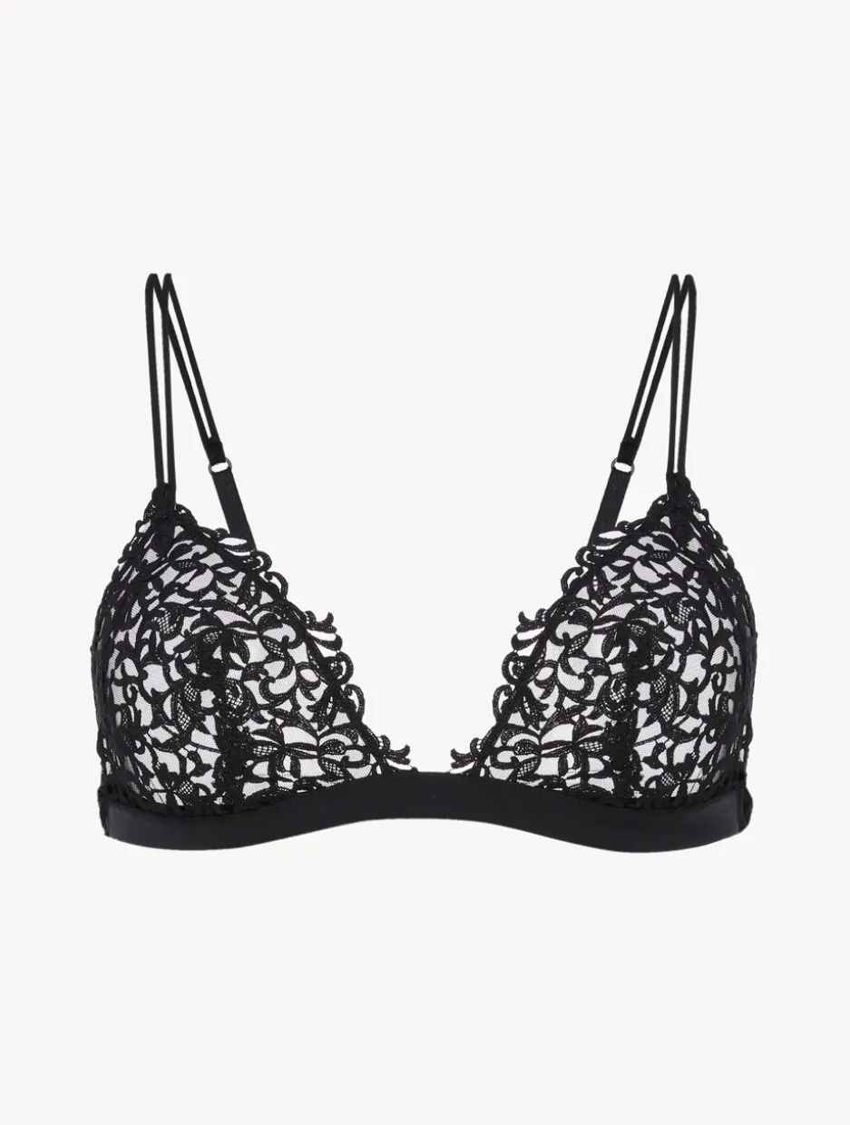 Black Triangle Bra With Macramé
