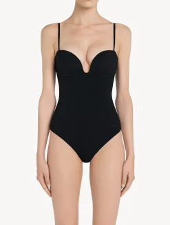 Black Underwired Padded U-bra Bodysuit