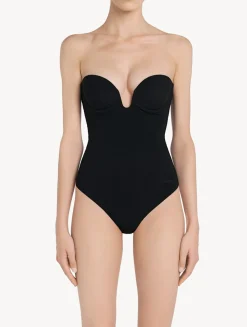 Black Underwired Padded U-bra Bodysuit