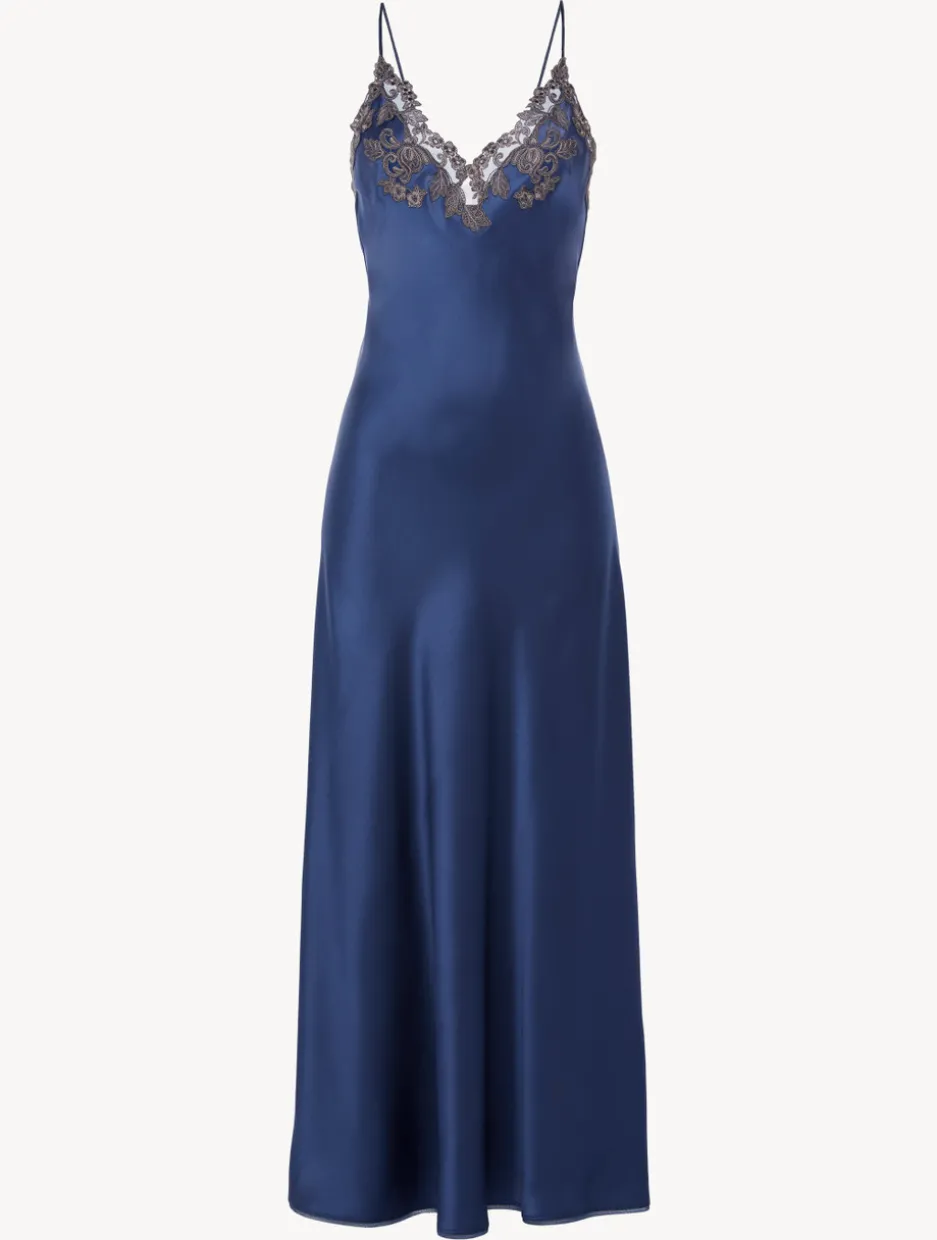 Blue Long Nightgown With Frastaglio