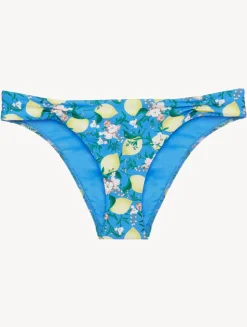 Blue Printed Bikini Brief With Pleat Detailing