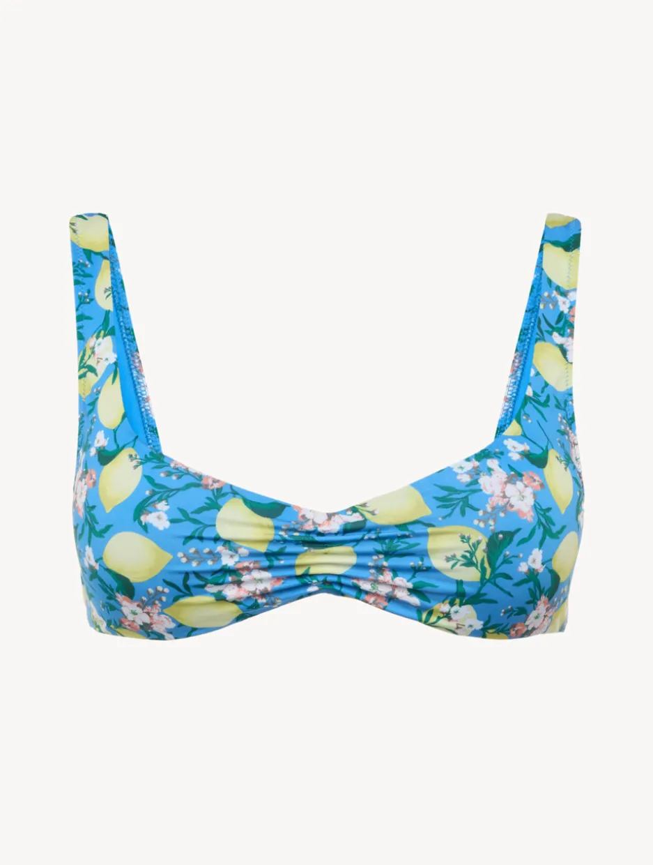 Blue Printed Bikini Top
