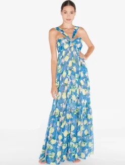 Blue Printed Maxi Dress