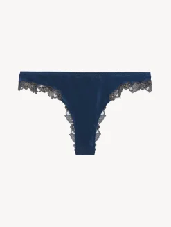 Blue Silk Brazilian Briefs With Frastaglio